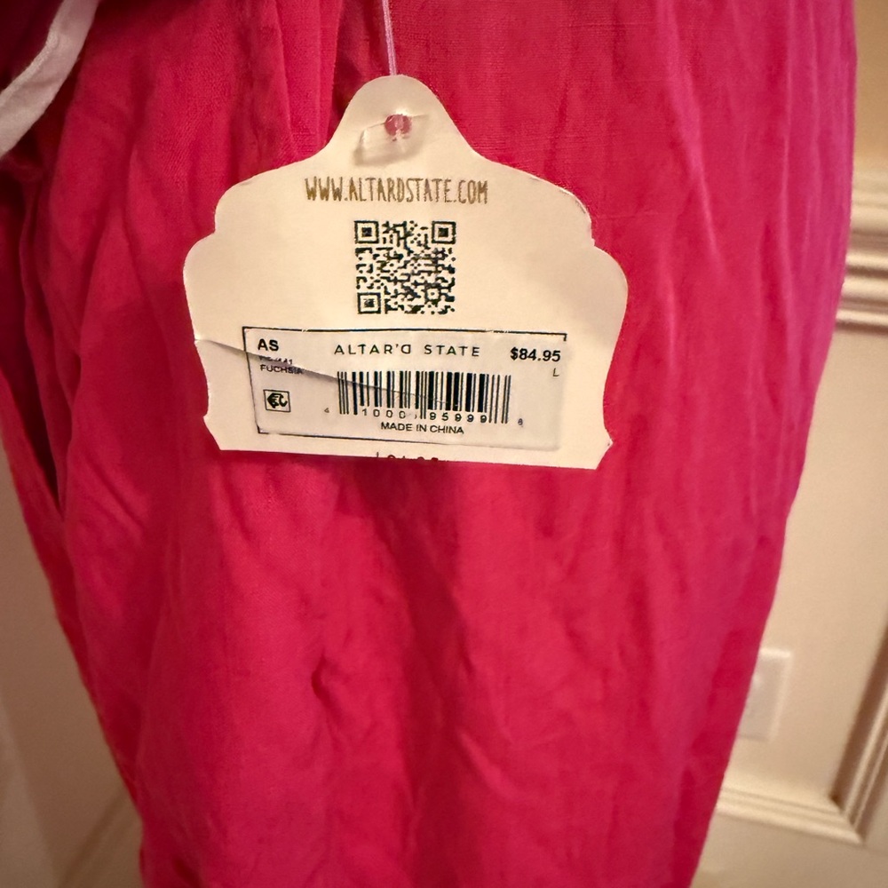 NWT Altar’d State Tori Jumpsuit in pink & white Sz large - Picture 9 of 12